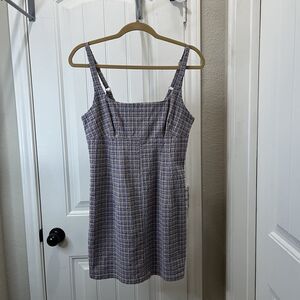 Urban Outfitters Tank Dress Womens Size M Plaid Bodycon Blue Academia Y2K 90s